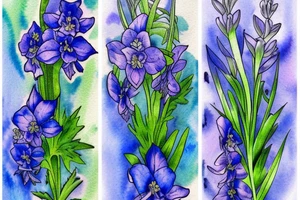 Two stems of blue delphinium, one shorter than the other tattoo idea