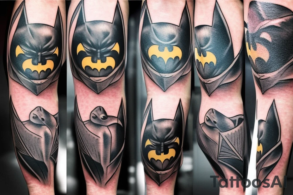Batman logo with real bat tattoo idea
