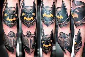 Batman logo with real bat tattoo idea