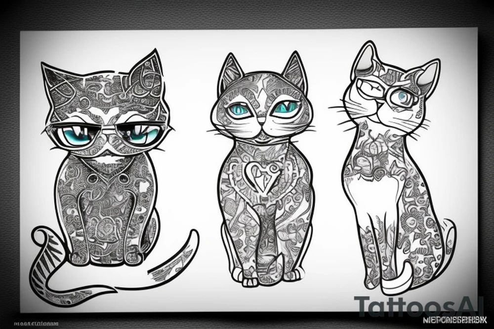 Modern cat tattoo idea