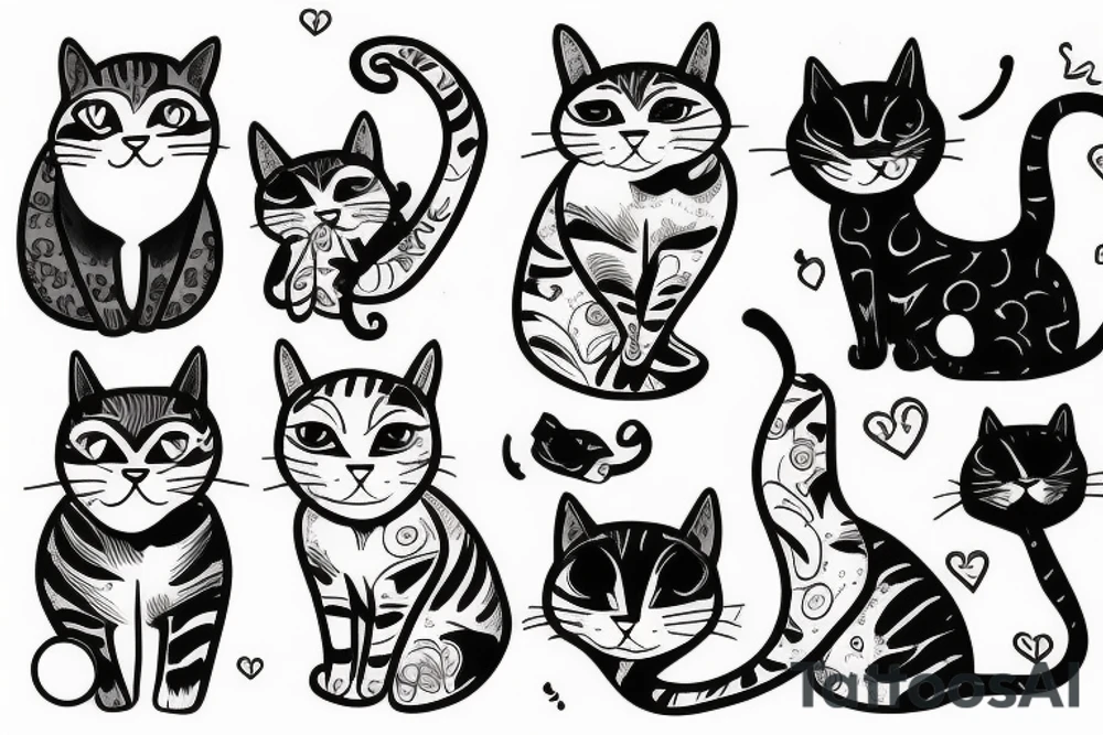 Modern cat tattoo idea