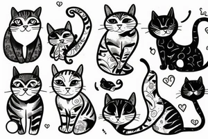 Modern cat tattoo idea