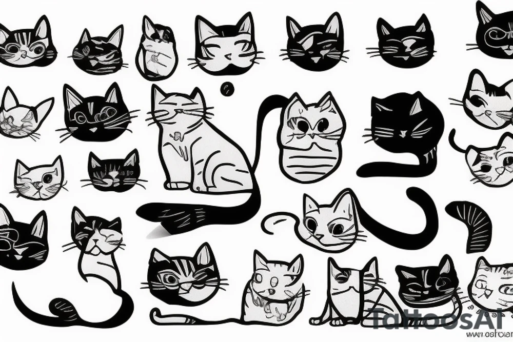 Modern cat tattoo idea
