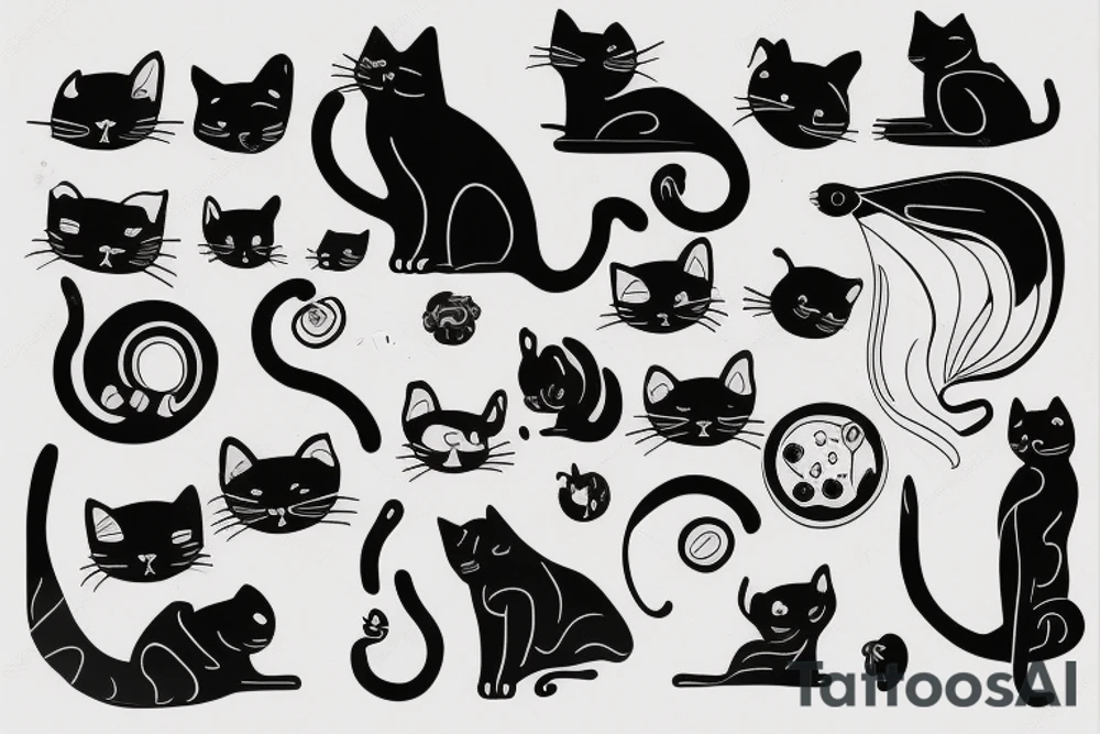 Modern cat tattoo idea