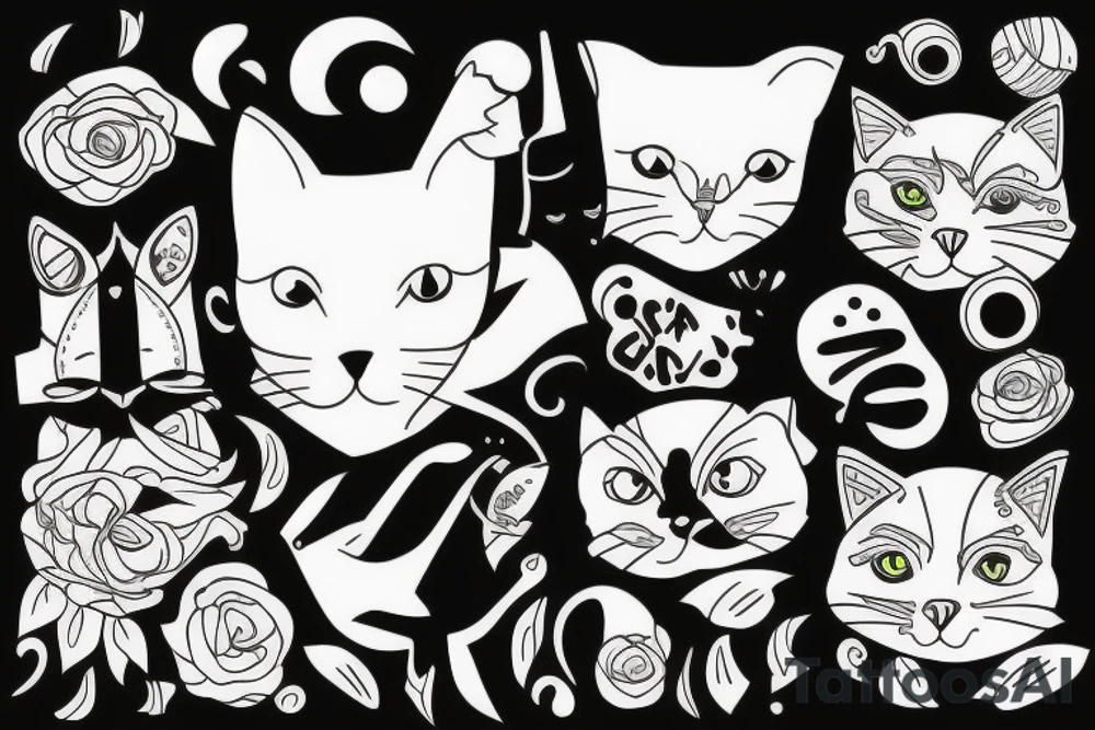 Modern cat tattoo idea