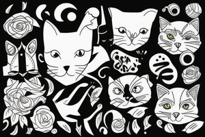 Modern cat tattoo idea
