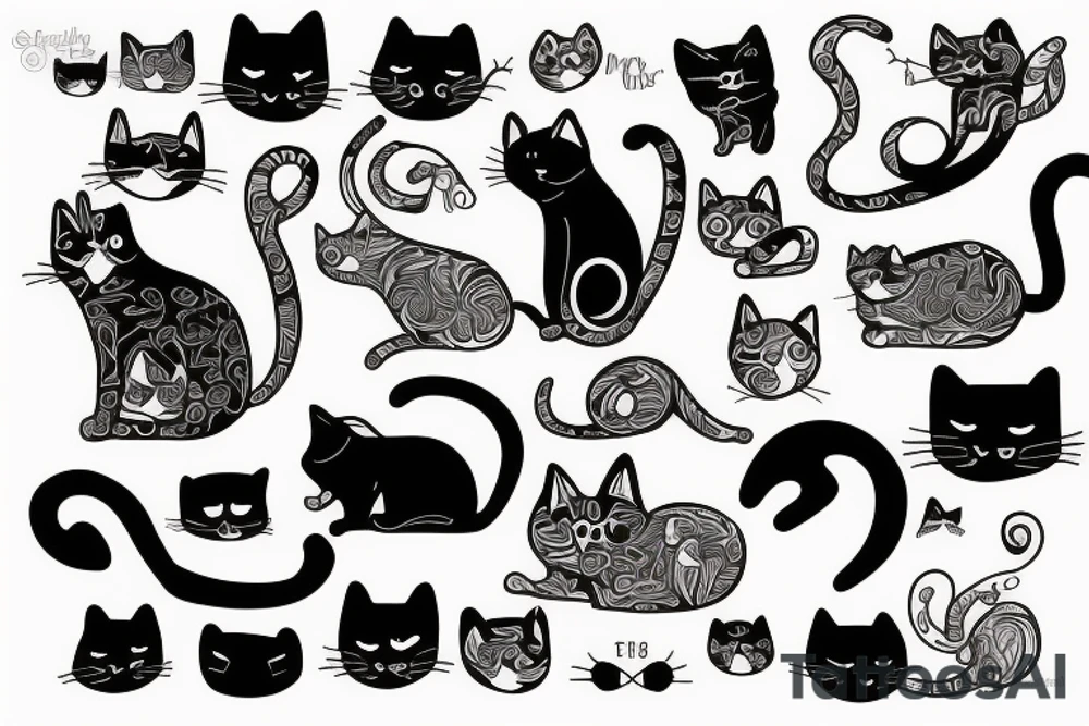 Modern cat tattoo idea