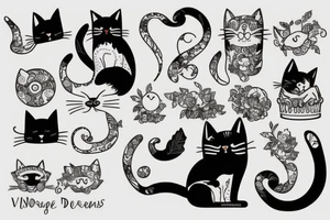 Vintage Modern cat tattoo idea