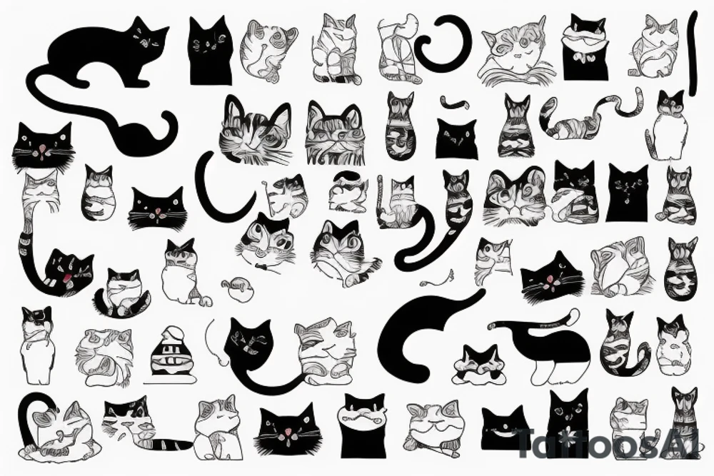 Vintage Modern cat tattoo idea