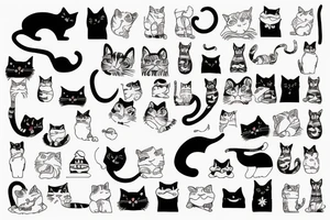 Vintage Modern cat tattoo idea