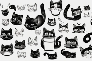 Vintage Modern cat tattoo idea