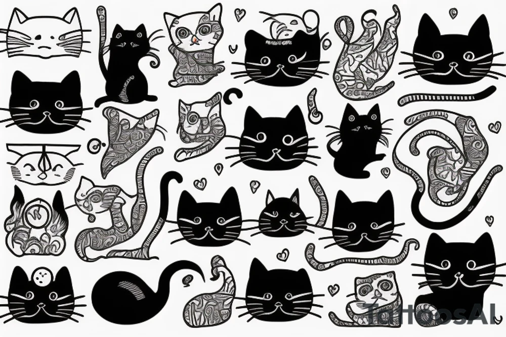 Vintage Modern cat tattoo idea