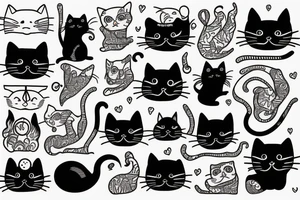 Vintage Modern cat tattoo idea