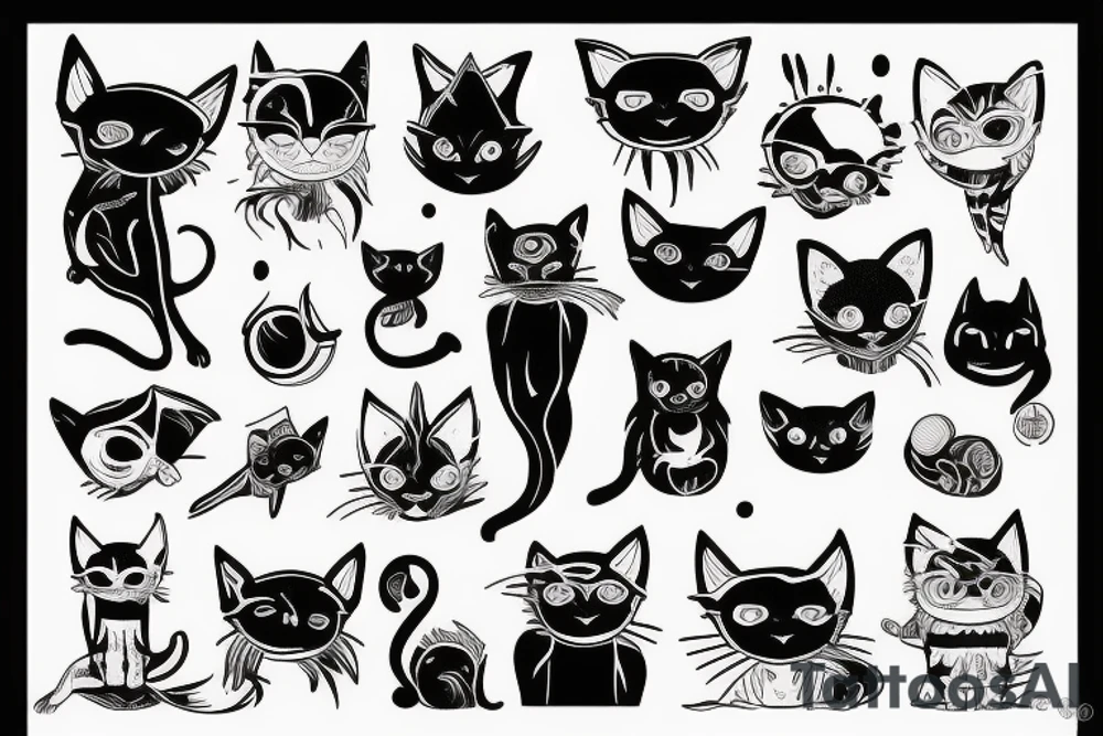 Alien with Modern cat tattoo idea