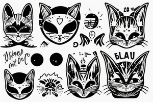 Alien with Modern cat tattoo idea