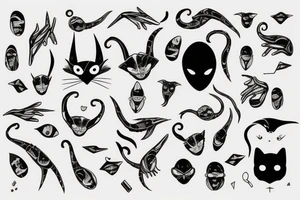 Alien with Modern cat tattoo idea