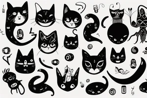 Alien with Modern cat tattoo idea