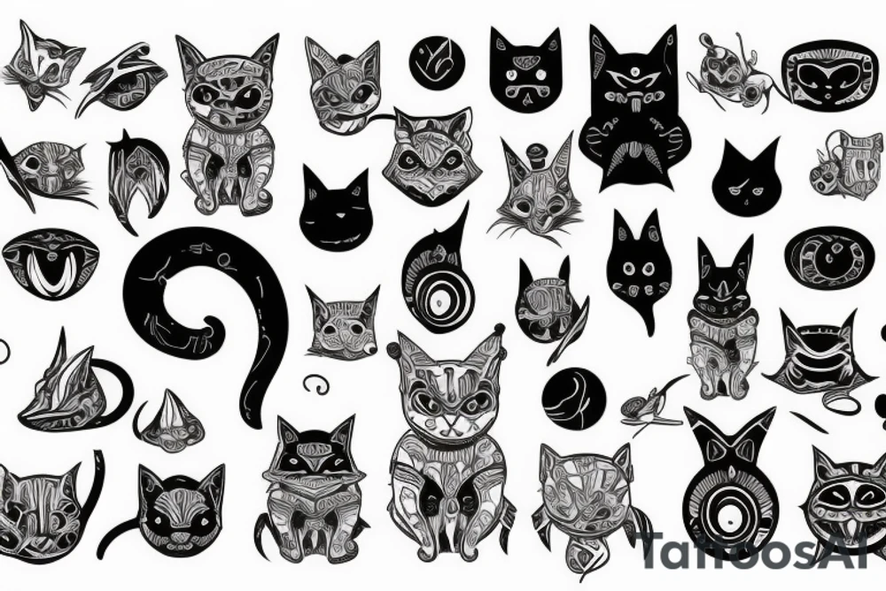 Alien with Modern cat tattoo idea
