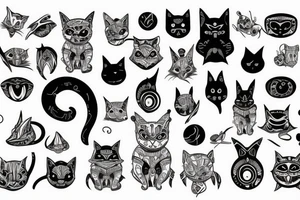 Alien with Modern cat tattoo idea