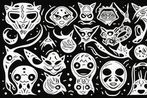 Alien with Modern cat tattoo idea
