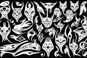 Alien with Modern cat tattoo idea