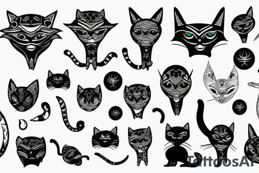 Alien with Modern cat tattoo idea