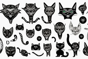 Alien with Modern cat tattoo idea