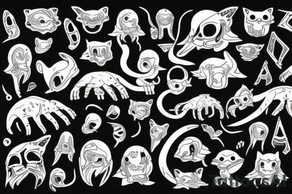 Alien with Modern cat tattoo idea