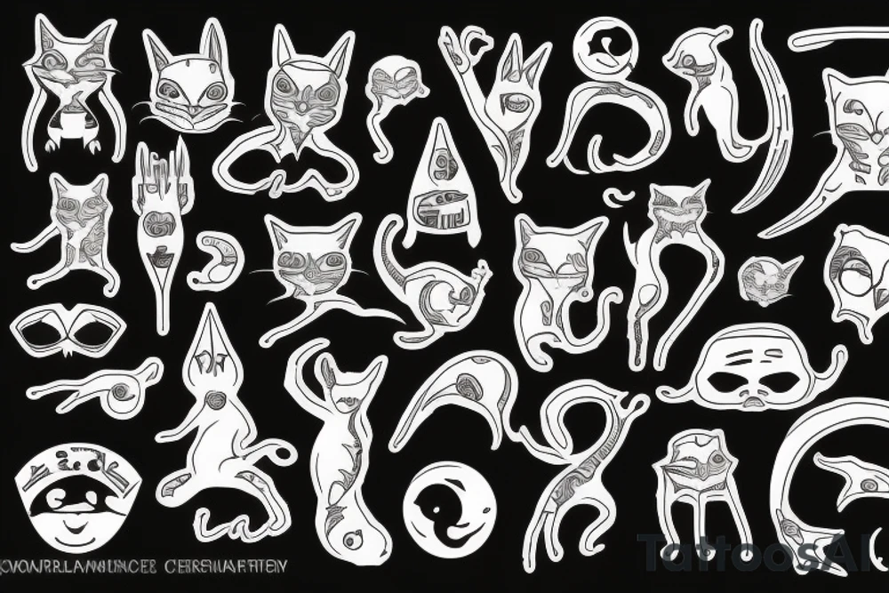 Alien with Modern cat tattoo idea