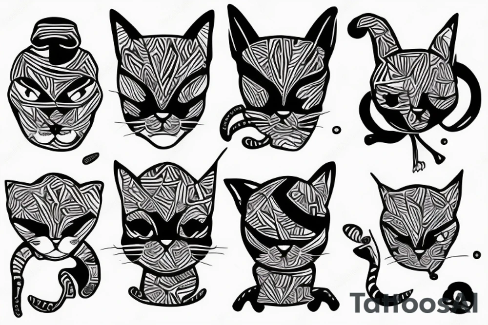 Alien with Modern cat tattoo idea