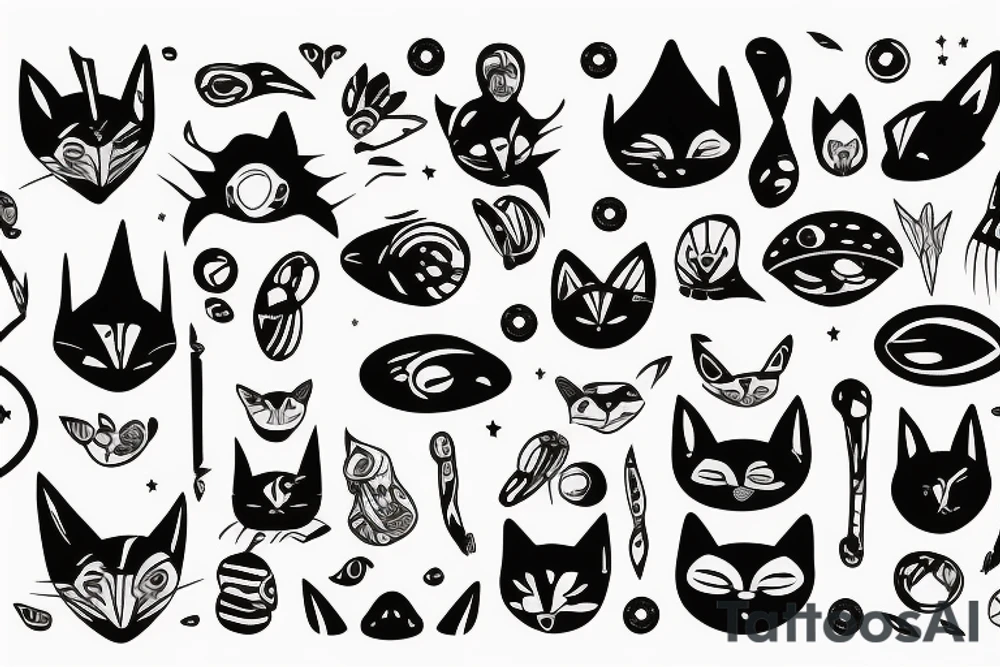 Alien with Modern cat tattoo idea