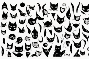 Alien with Modern cat tattoo idea