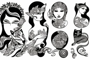 Goddess with cat tattoo idea