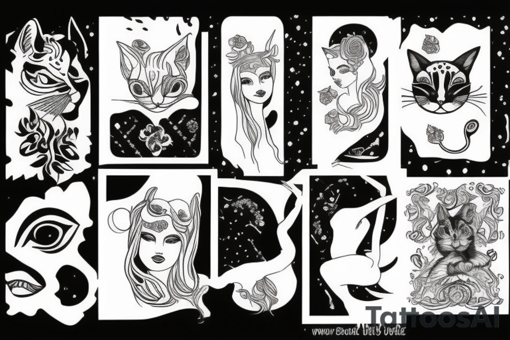Goddess with cat tattoo idea