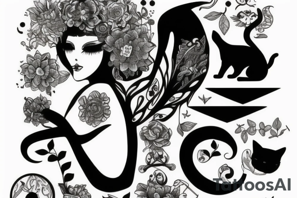 Goddess with cat tattoo idea