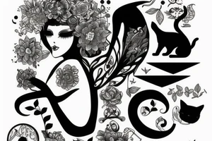 Goddess with cat tattoo idea