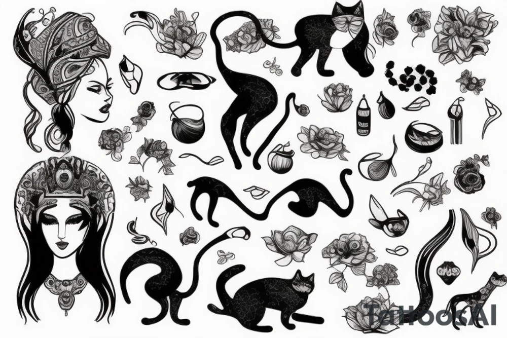 Goddess with cat tattoo idea