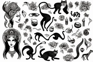 Goddess with cat tattoo idea