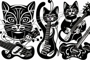 Cat playing bass tattoo idea