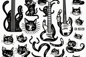 Cat playing bass tattoo idea