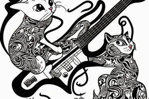 Cat playing bass tattoo idea