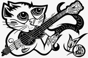 Cool Cat playing bass tattoo idea