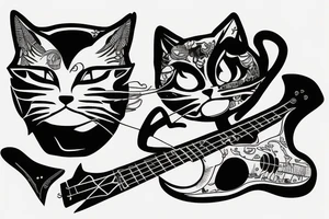 Cool Cat playing bass tattoo idea