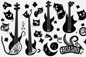 Cool Cat playing bass tattoo idea