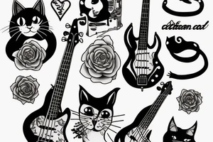 Cool Cat playing bass tattoo idea