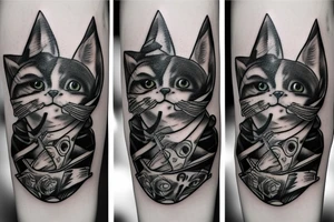 Cool Cat playing bass tattoo idea