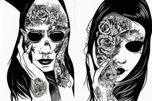 Cool girl playing bass tattoo idea