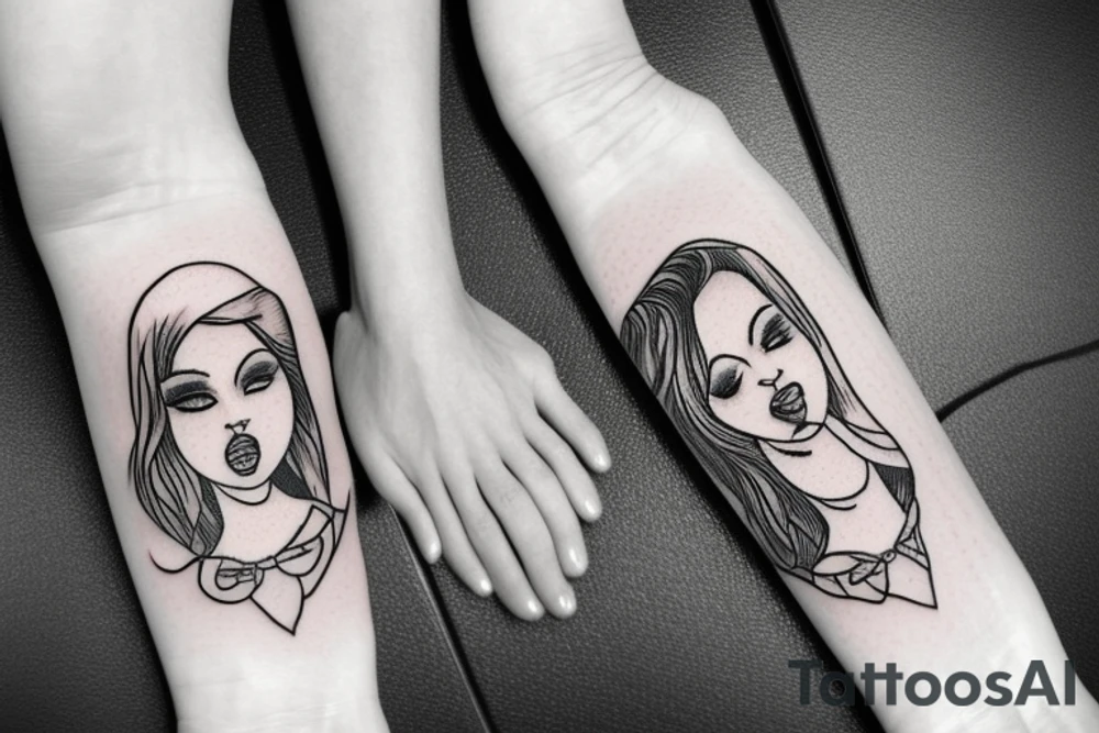 Cool girl playing bass tattoo idea