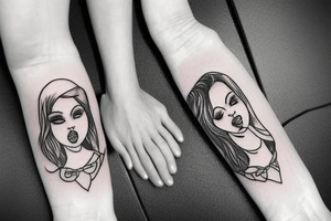 Cool girl playing bass tattoo idea