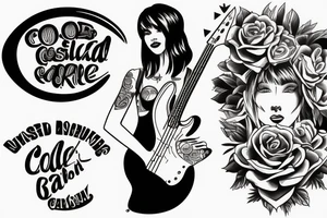 Cool girl playing bass tattoo idea